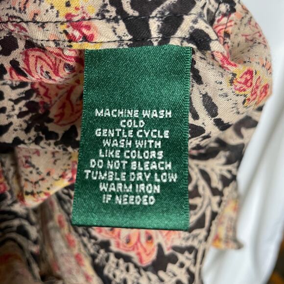 Lauren Ralph Lauren Printed Ruffle Womens Blouse Size L - Picture 3 of 5